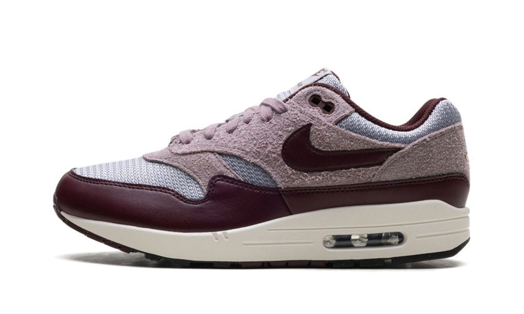 Air Max 1 ESS PRM "CEMENT GREY/BURGUNDY CRUSH" FQ7327 001